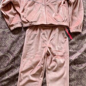 Pink Velour Two-Piece Tracksuit Set